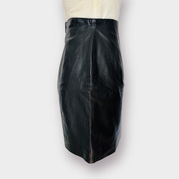Vintage 90s Wilson's Leather Black‎ Mini Skirt - Picture 4 of 4